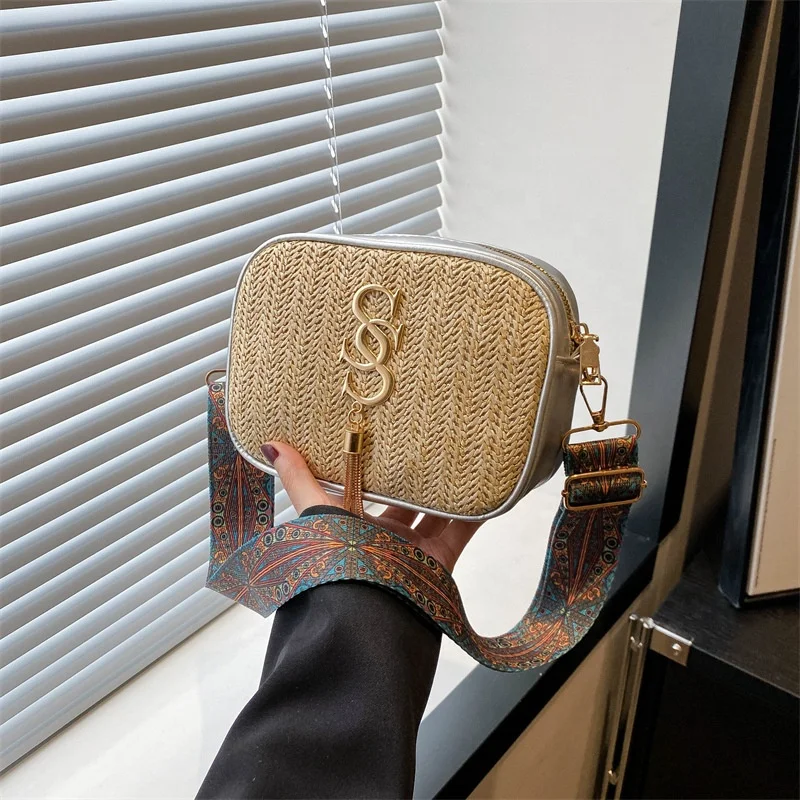 New Arrival Summer Braided Straw Crossbody Bag Rattan Woven Beach Travel Shoulder Bag