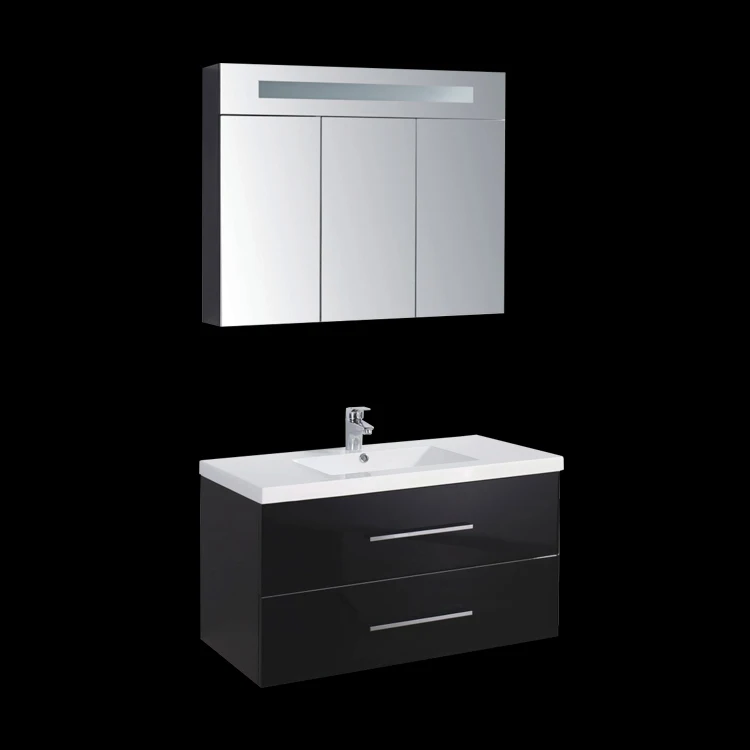 Wholesale cheap black bathroom cabinet with mirror ceramic washbasin