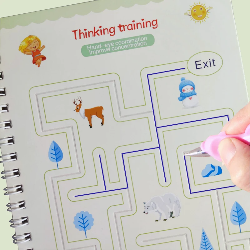 New Idea Baby Drawing Writing Training Logical Thinking Game Copybooks Montessori Children Toys Reusable Magic Book