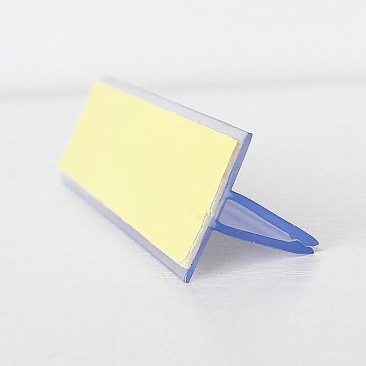 plastic clear adhesive price tag holder for shelves