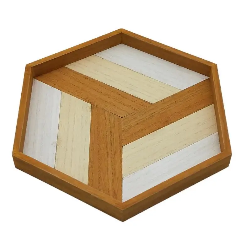 
Wooden hexagonal splicing tray can be used as a serving tray in a restaurant or as a decorative tray for cakes and cheese 