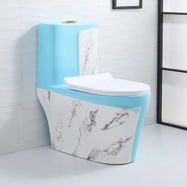 New design fashion purple color bathroom p trap one piece toilet commode ceramic marble toilets