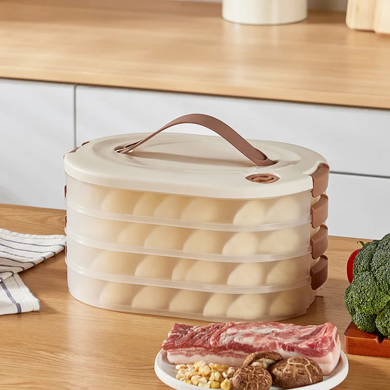 Portable Plastic Dumpling Wonton Freezer Box Multi-layer Food Airtight Storage Container Kitchen Refrigerator Storage Boxes