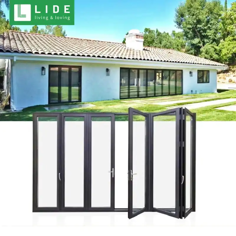 Бескаркасные стеклянные раздвижные складные двери bi fold upvc аксессуары для дверей подвесные колеса складных