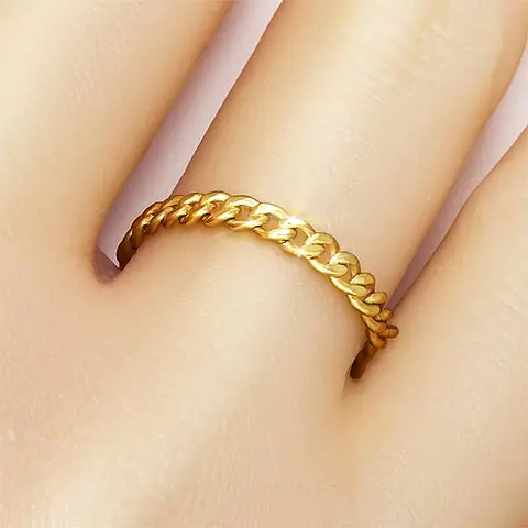 NEW Design 14K Gold Filled Jewelry 2.9mm Curb Chain Ring Minimalistic Stacking Ring For Women