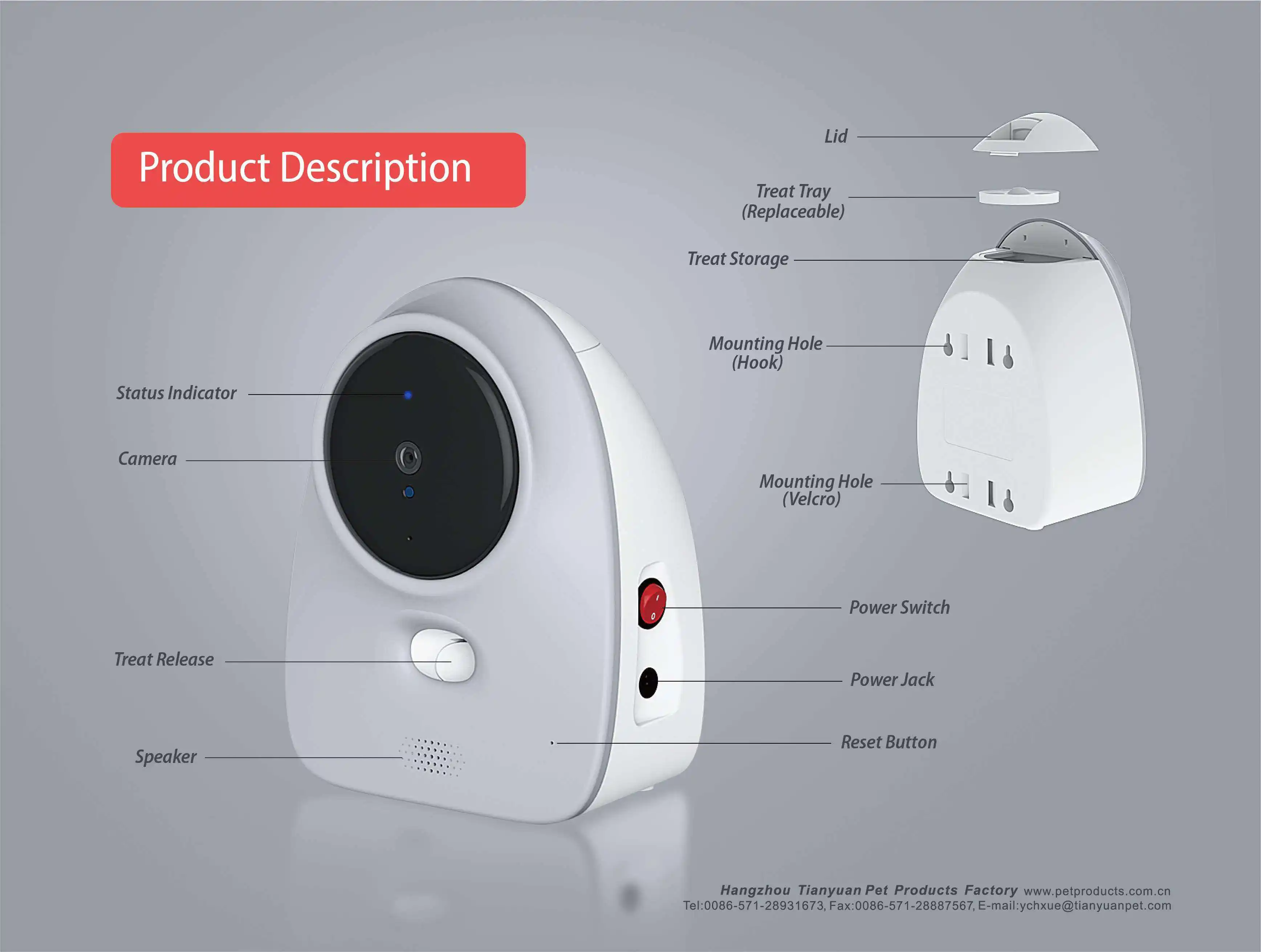 APP Control Multi-scene Use Pet Smart 1080p HD Camera Dog Food Treat Launcher Pet Smart Feeder wtih Wi-Fi
