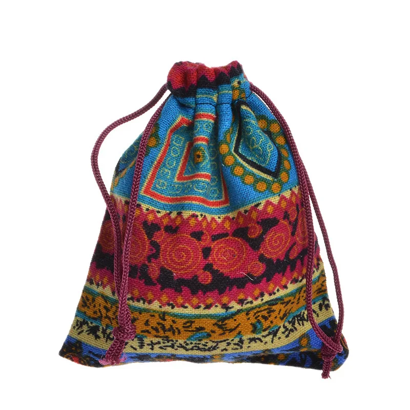 Stock small color cotton Indian ethnic  jewelry pouch bag vintage cotton gift bags