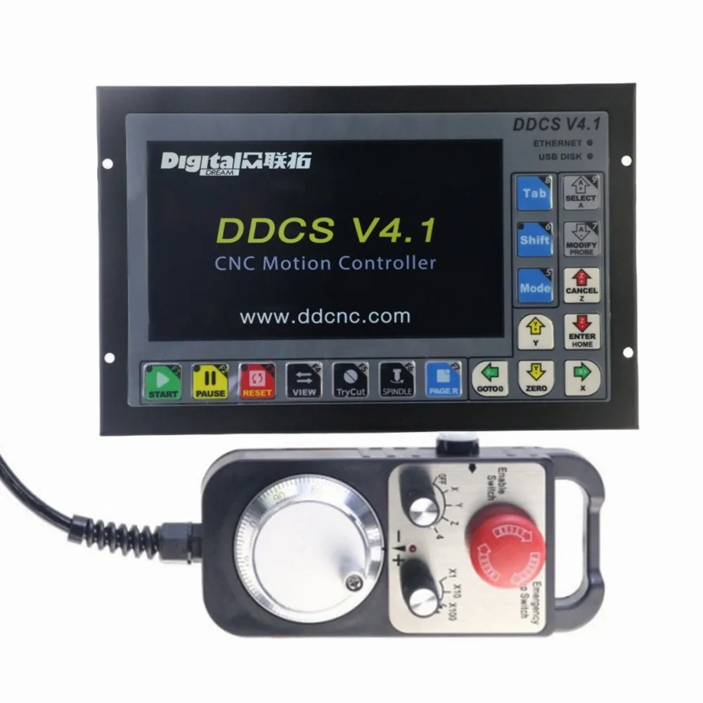 Ddcsv4.1 CNC Offline Controller 3Axis 500Khz G Code Mach3 USB Ethernet Similar Gsk Cnc Controller + Emergency Stop Handwheel Mpg