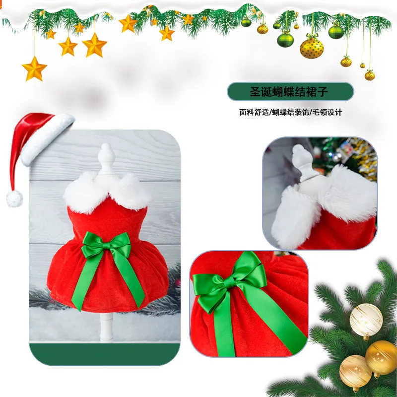 Hight Quality Christmas Dog Princess Dress Autumn And Winter Puppy Dog Christmas Clothes For Small Dogs