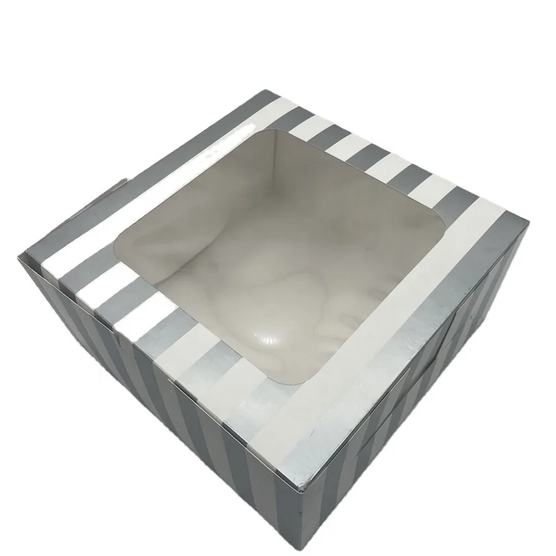 Luxury Custom Printed White Clear Square Rectangular Fancy Cake Box Birthday Party Gift Sweet Cookie Packaging Box With Windows