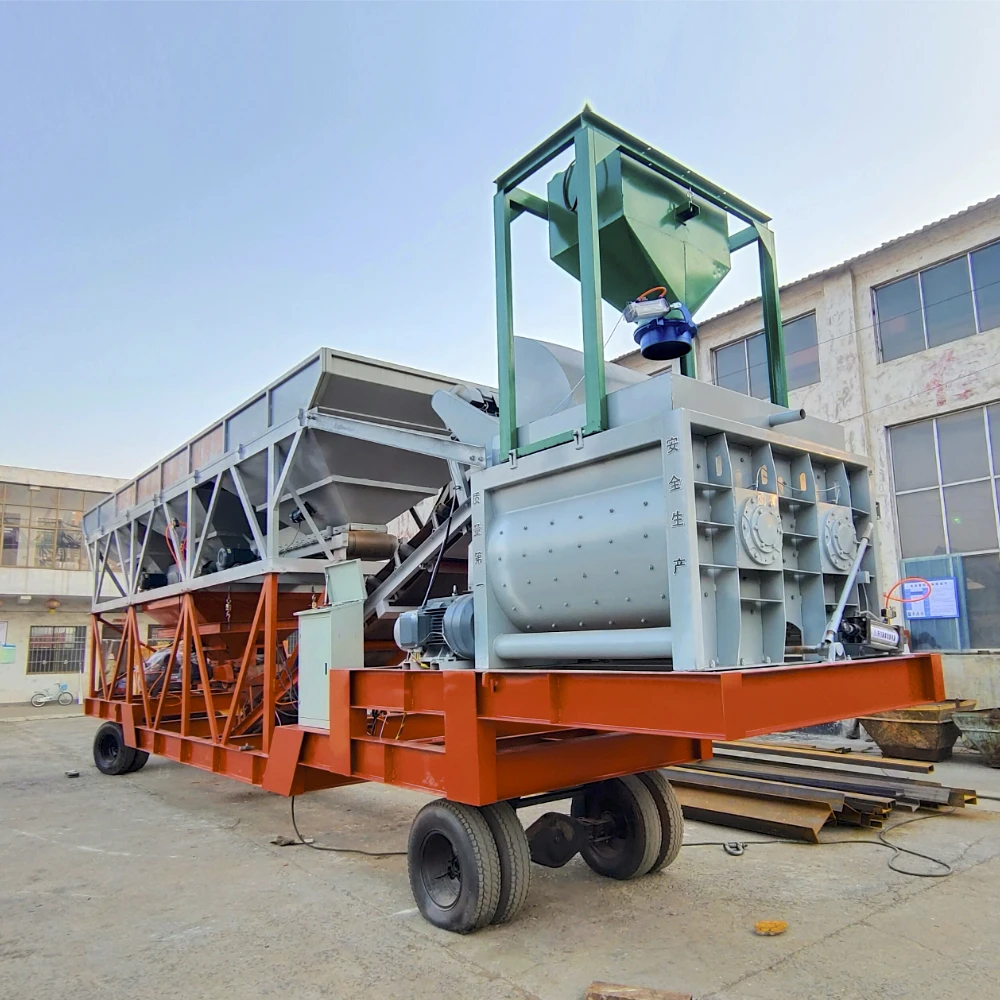 Factory price portable concrete batching plant    fully automatic Twin-shaft JS concrete mixer