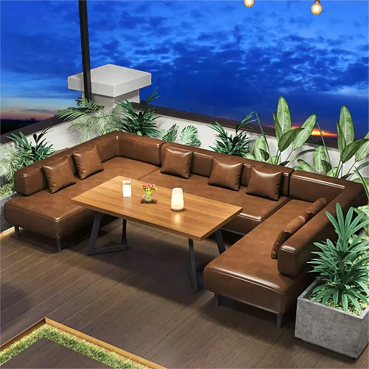 Furniture Restaurant Chair And Tables Restaurant Booth Seating Outdoor Cafe L-shaped Bistro Sofa for coffee shop