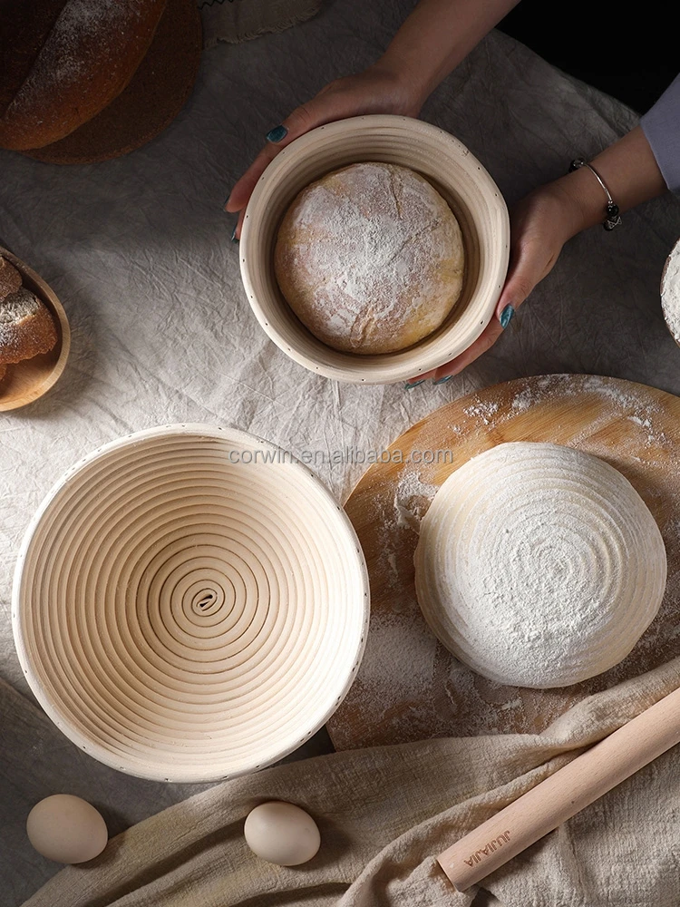 Hot Sell Farmer House Handcraft Natual Rattan Cane Brotform Banneton Bread Proofing Basket Round and Oval Cheap Bakeware
