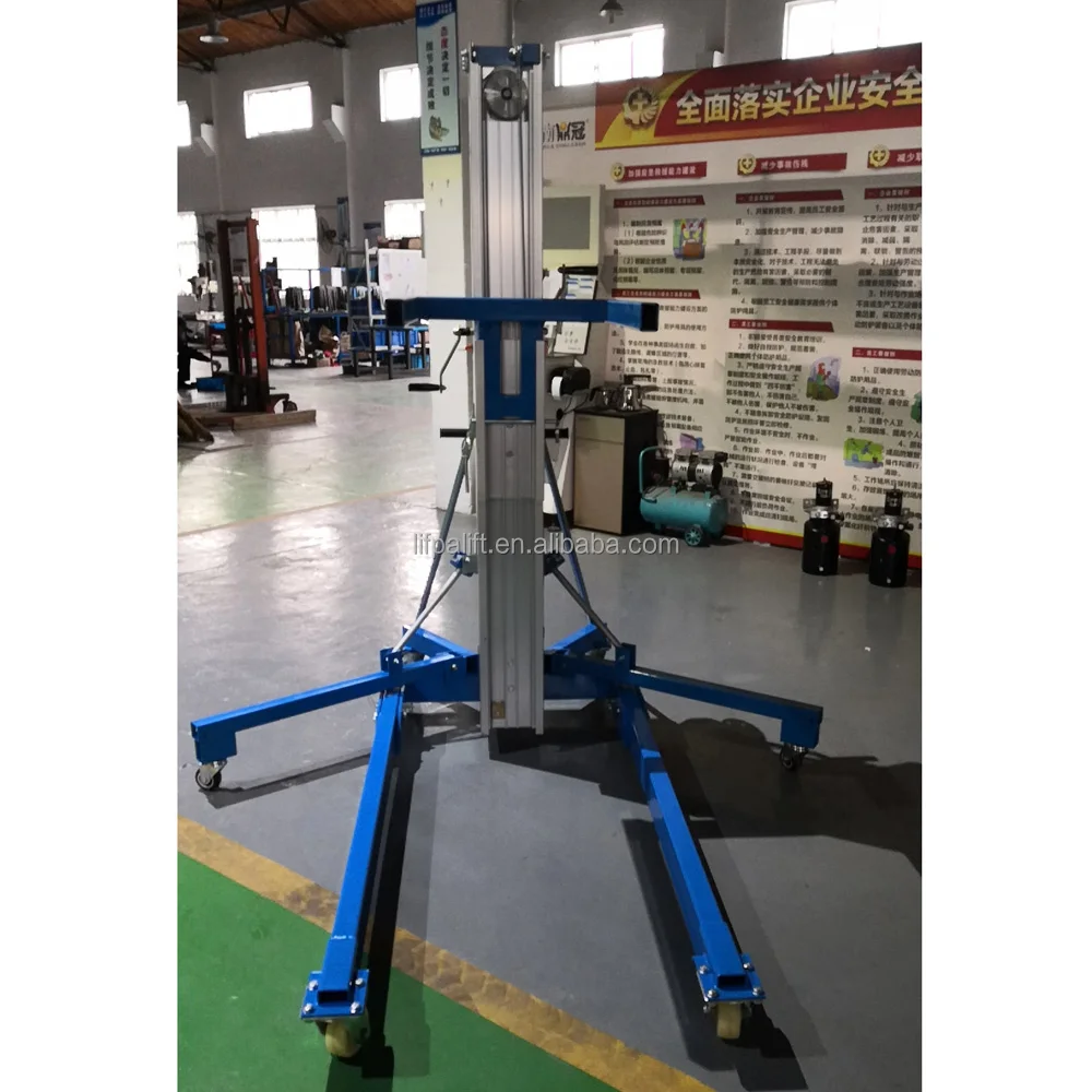 Portable Manual Winch Operated Aluminum Material Lift