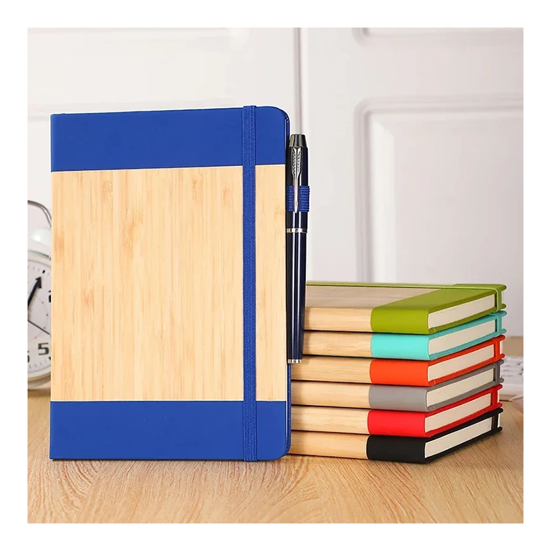 Wholesale Bamboo Texture PU Leather Notebook Custom School Journal Promotional Blank Business Environmental friendly Planners