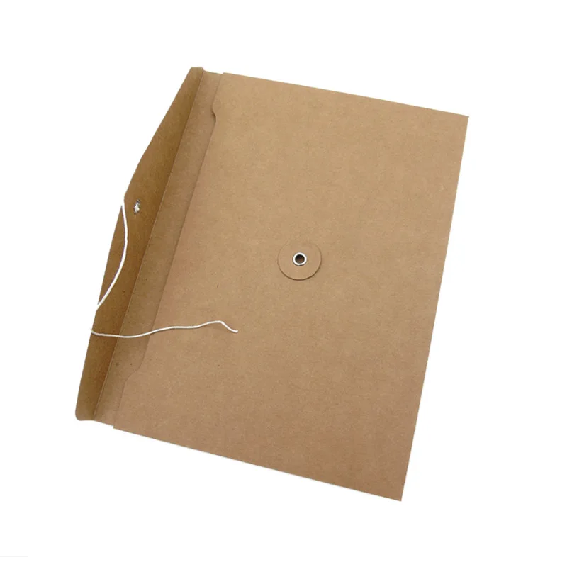Wholesale Custom T Shirt Packaging Reusable Garment Pocket Kraft File Bag Envelope Packaging Paper Bag With String Closure