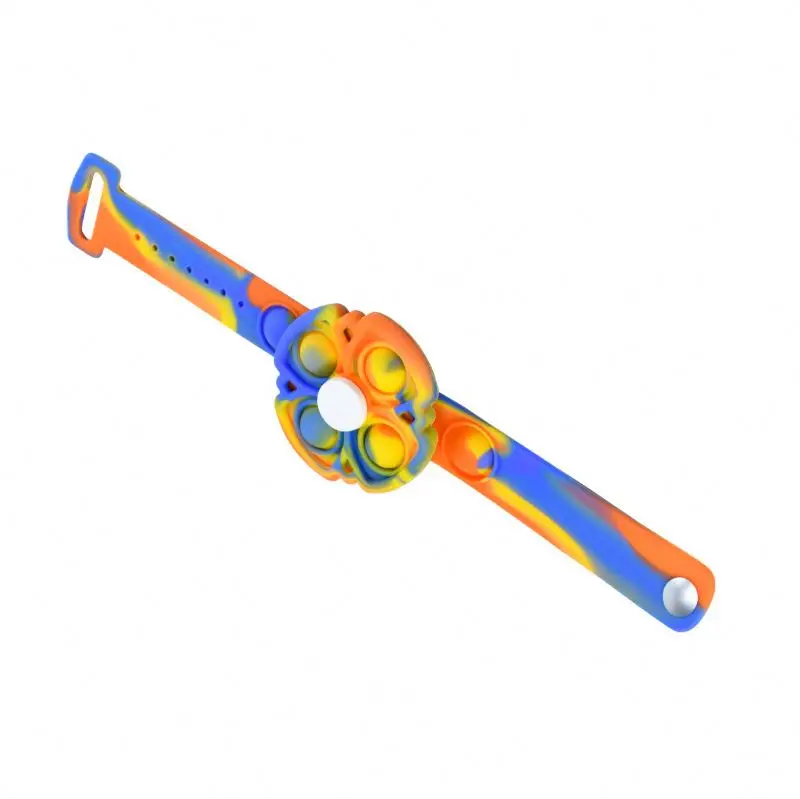 Hot Sell New Arrival Rainbow Finger Kids Autism Pop Fidget Sensory Toy Rotating Popper Wrist Watch