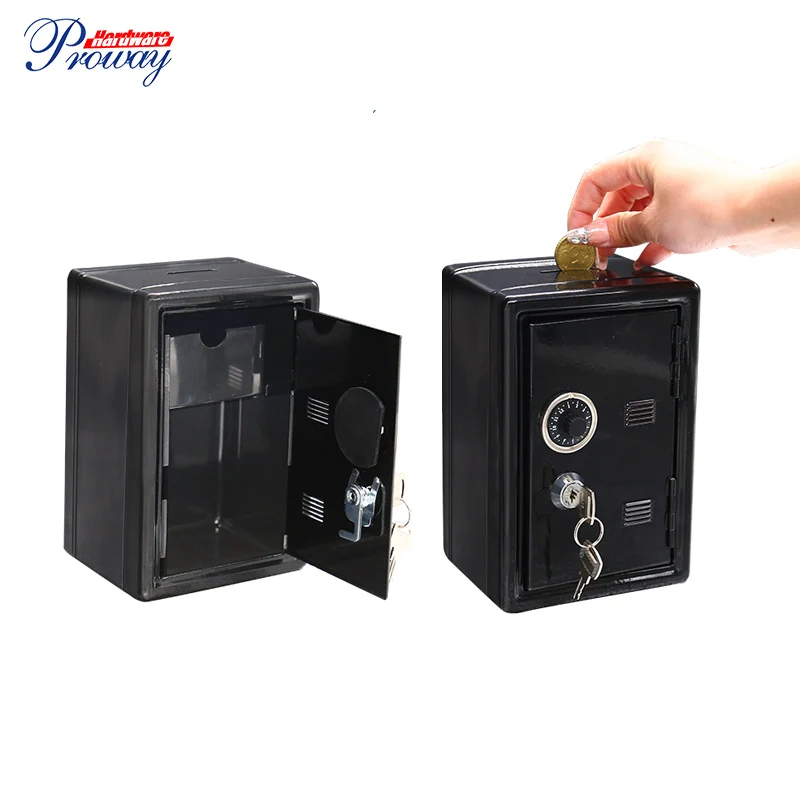 Factory Making Black Square Cash Deposit Money Safe Box Mini Piggy Bank Toy Coin Saving Money Box