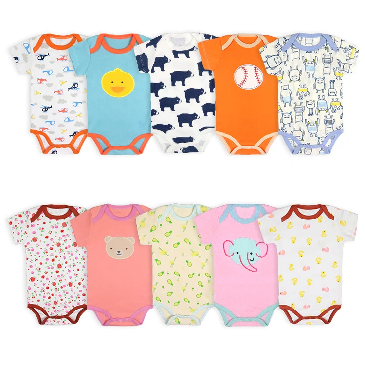 cheap 5 in 1 short sleeve baby bodysuits set