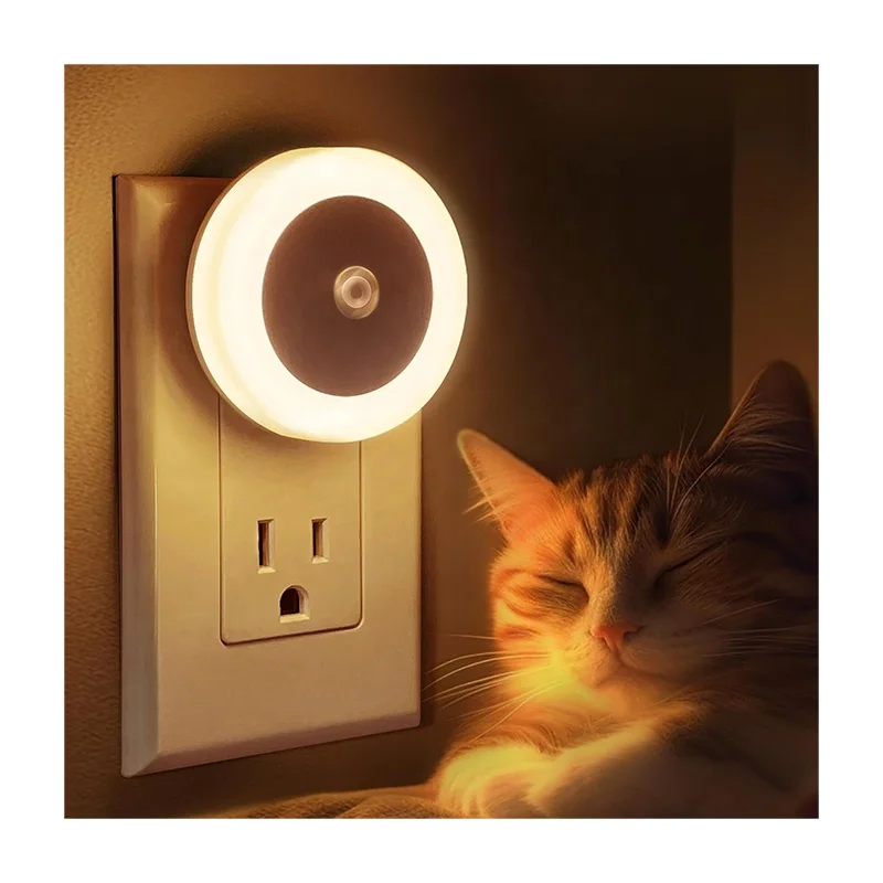 LOHAS 0.6W Round Shape LED Night Lighting Kids 3000K Auto Light Sensor Plug In Night Led Lights For Hallway Bedside