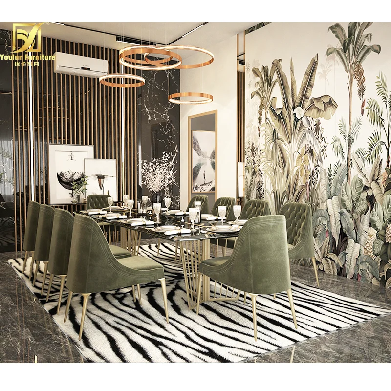 240cm marble dinning table set luxury 8 seater dining room sets 6 chairs table furniture luxury