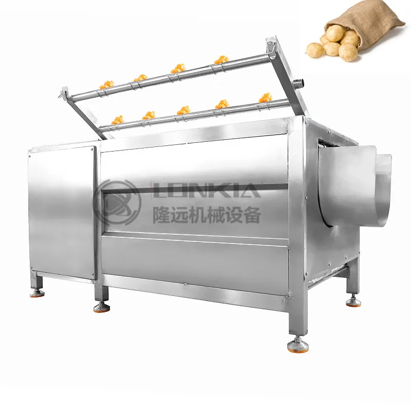 U-shaped brush potato cleaning and peeling machine Potato peeling processing line