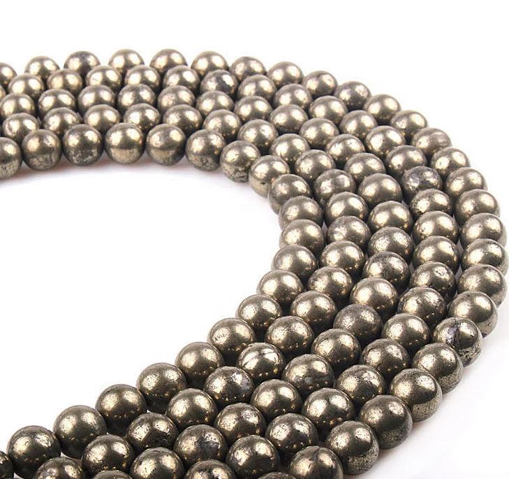 Оптовая продажа, бусины из натурального пиритового камня АА для изготовления ювелирных изделий, браслетов, ожерелий, серег 15,5 дюйма в нитке