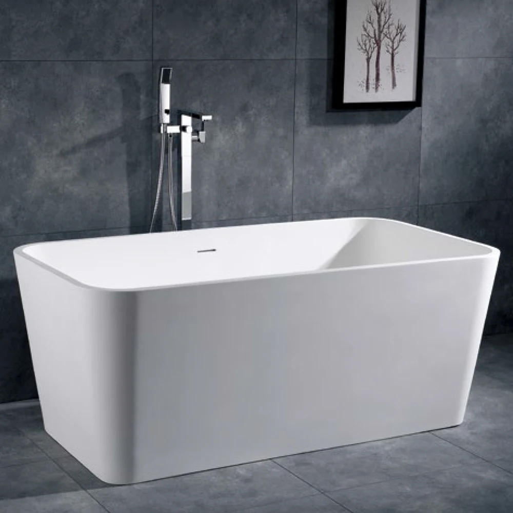 Thin edge 2 Person Freestanding White  Acrylic Rectangle Shape Big Baths for Sale straight Bathtub