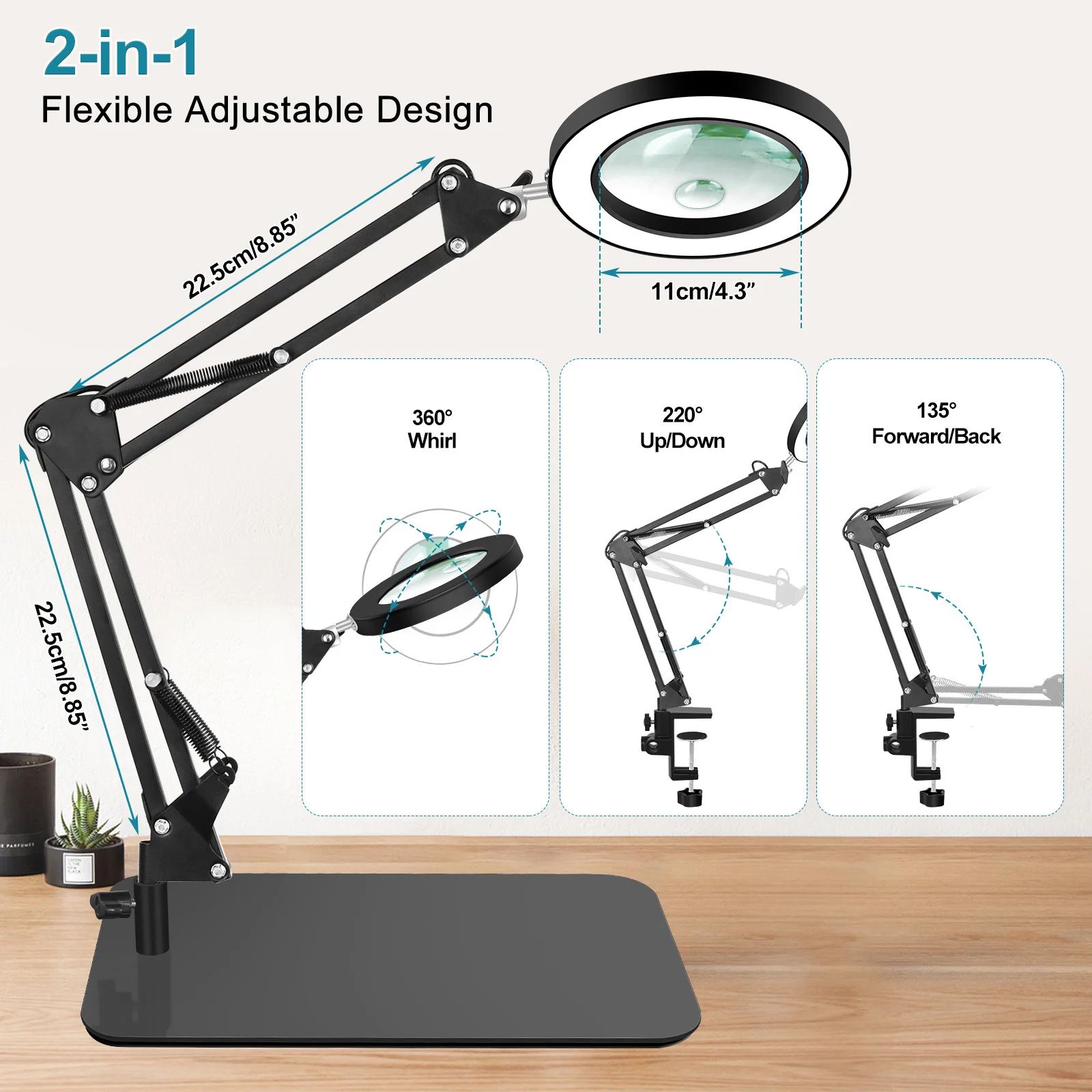 Magnetic Helping Hands Soldering Station with 5X 10X Magnifying Glass with Light, PCB Holder 4 Flexible Arms Third Hand Tool