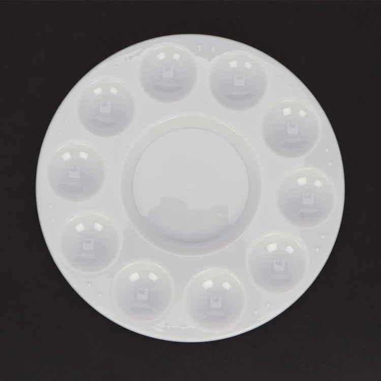 Yip Sing Wholesale white nail makeup color round 10 wells mixing plastic paint palette