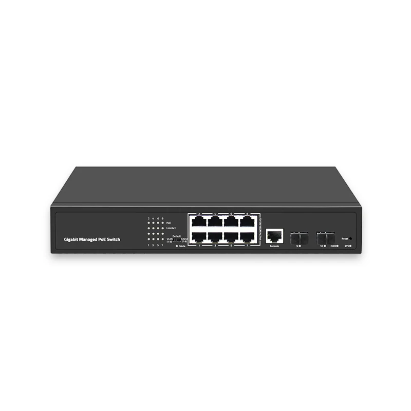 PoE Switch 8 Ports Gigabit Layer 2 Managed 120W PoE Power 20Gbps Ethernet PoE Switch