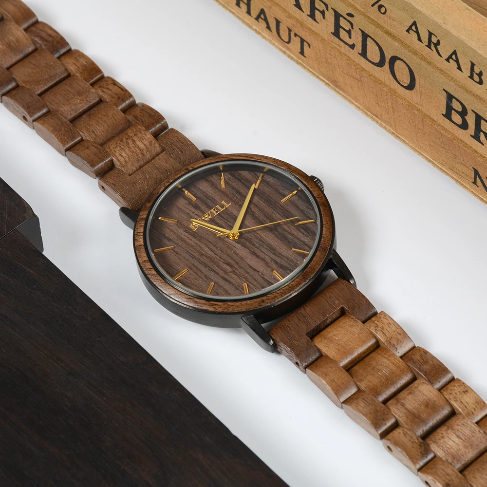 2021 New Arrivals Bewell Wood Watch Metal Case Men Minimalist Watches for Men Wholesales