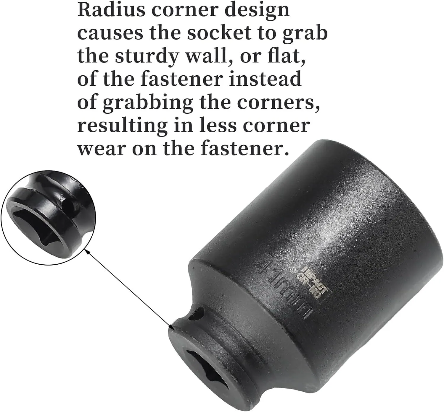 1/2 Inch Drive 17-41mm Deep drive Impact Socket with 6 Point Design Heat Treated cr-mo Alloy Steel Hex Deep Socket