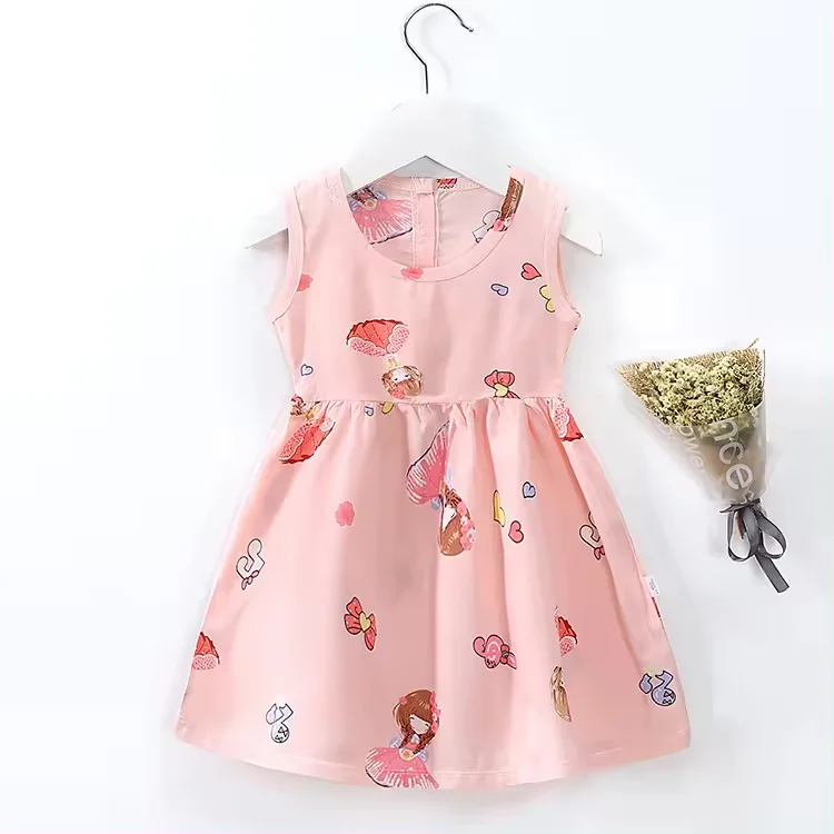 Beautiful Summer Cute Kids Clothing Dress Casual Baby Girls Print  Dress for sale