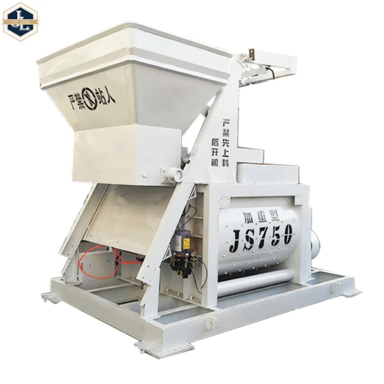 Concrete batching plant concrete cement ready mix double-shaft forced js 750 automatic concrete mixer