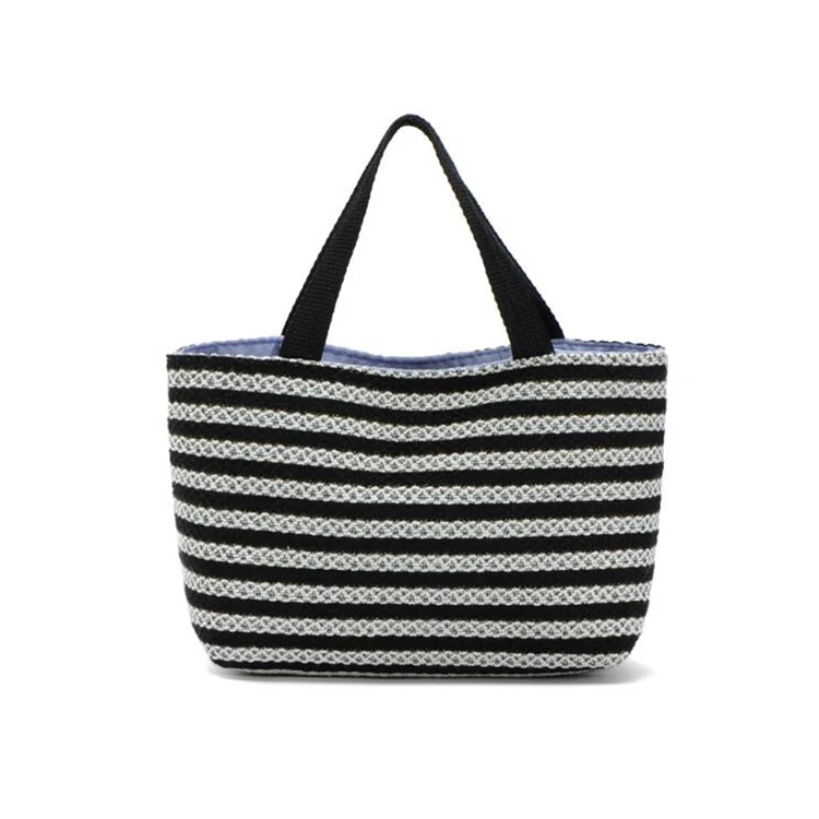 Китайские производители, индивидуальная модная Экологически чистая Полиэстеровая полосатая Сумка-тоут для ланча с изоляцией