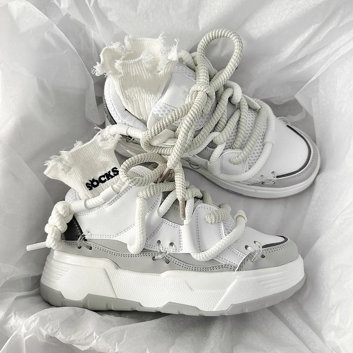 Fashion size 12  flats blue grey leather casual women light lace up custom sneakers woman running shoes for ladies