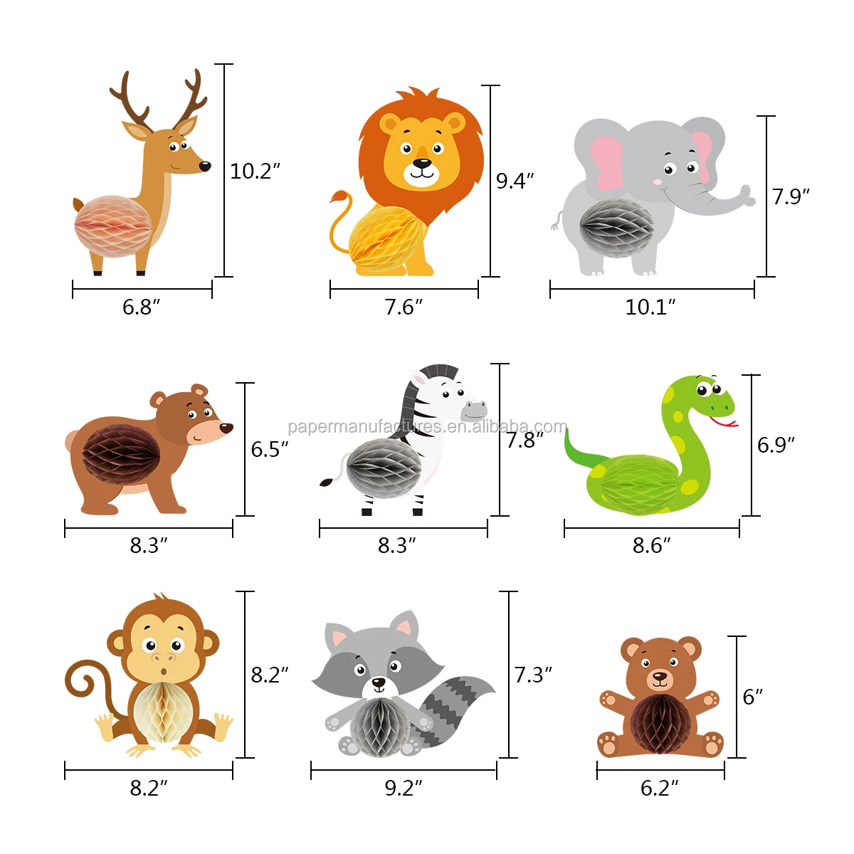 Animal Safari Party supplies Jungle Honeycomb Centerpieces 3D Table Decorations,Birthday Decorations Set Baby Shower Party theme