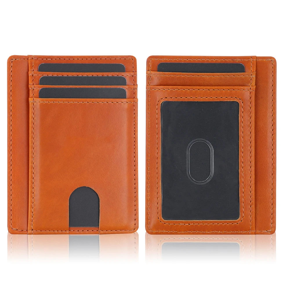 Custom brand Slim Minimalist Front Pocket RFID Blocking Leather Wallets for Men and Women Credit Card Holder