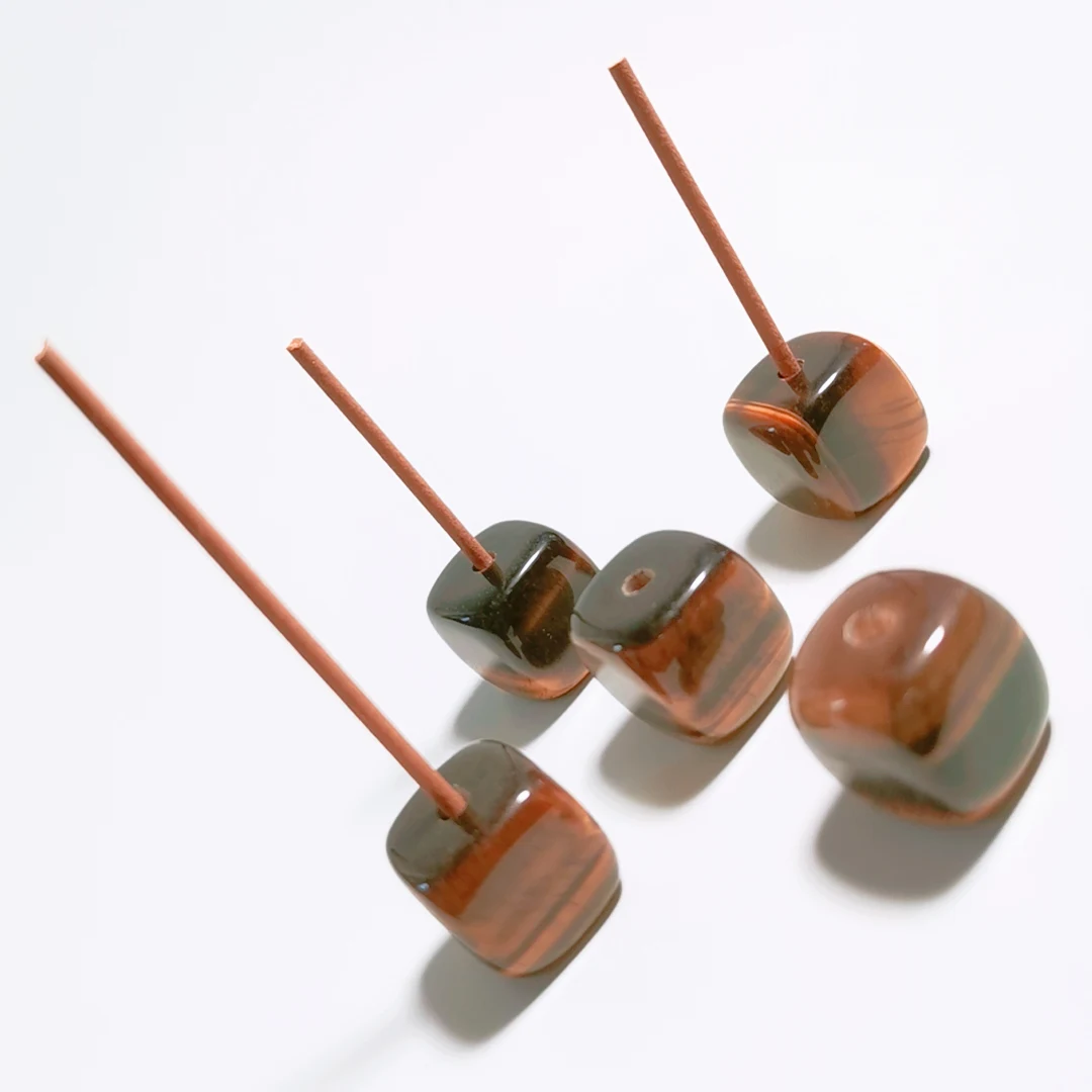 Wholesale Natural Stone Yellow Tiger Eye Carving Gem Incense Stick Holder Cube