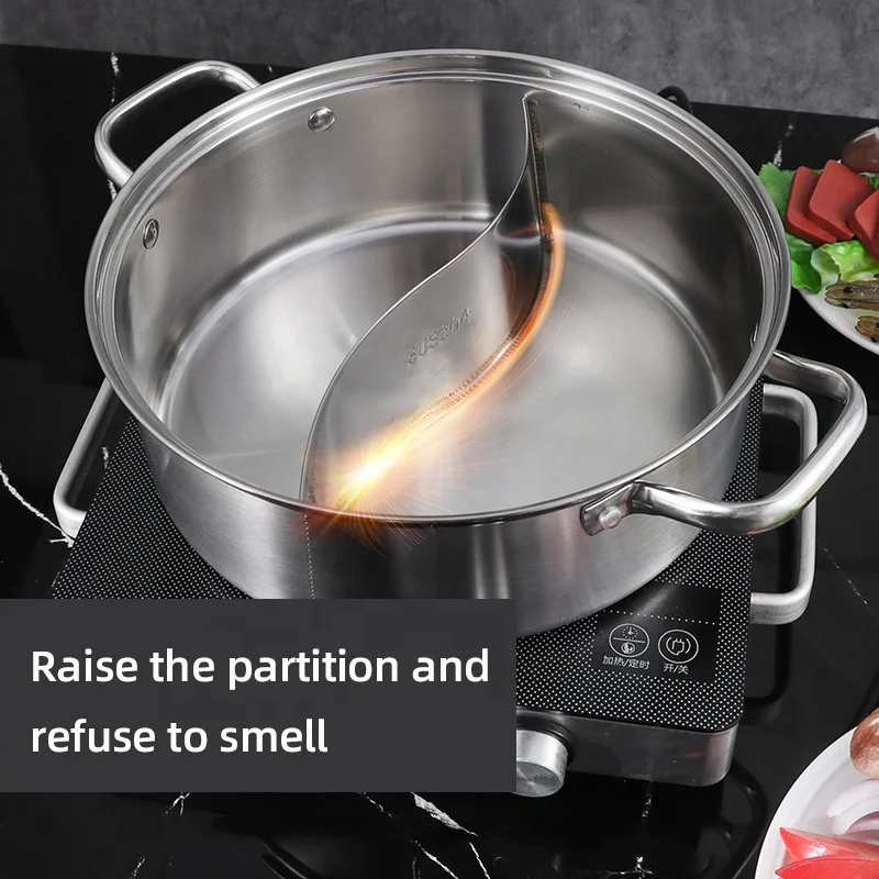 New Design Hot Pot Thickened Round Shape Stainless Steel Shabu Pot Soup Pot With Stainless Steel Handle
