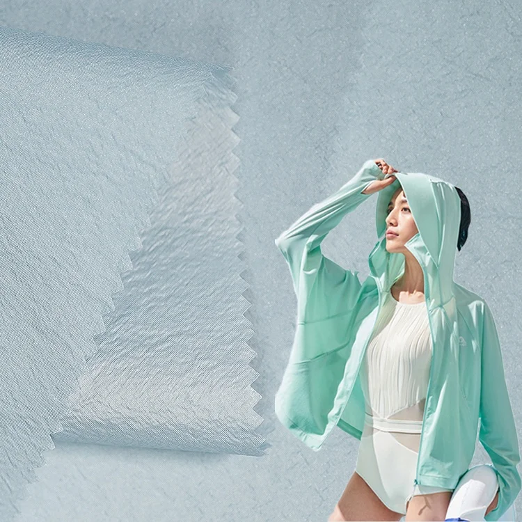 Cash commodity 40 colours ultra light  slightly wrinkled  fabric Nylon Cotton fabric  For sun-proof clothing UPF 50 fabric