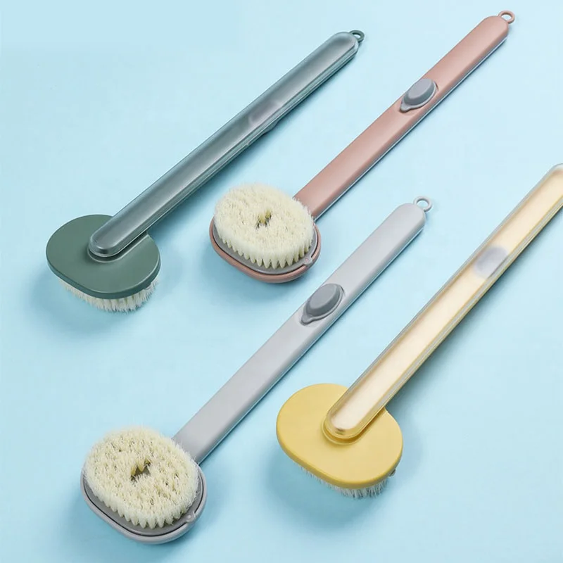 Wholesale Built-in Shower Gel Bath Brush  Plastic Long Wand Body Brush Shower Bath Brush