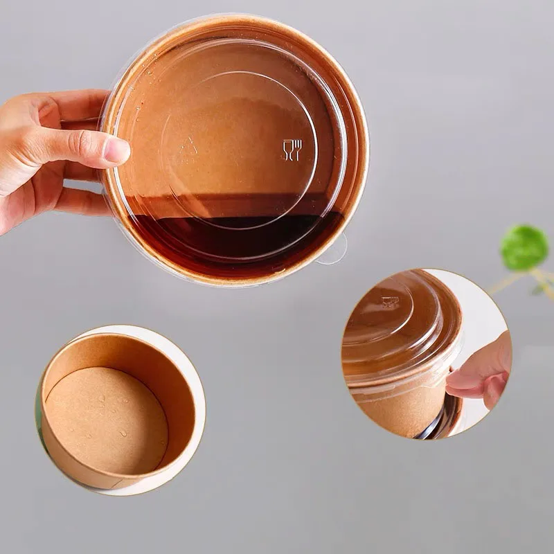 SenAng07 Top Fashion Faux Bamboo Soup Single Wall Bucket Food Salad Takeaway Container Paper Bowl With Lid