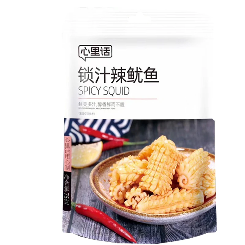 Spicy squid supermarket snack with sauce,75g/bag,30 bags/ carton.