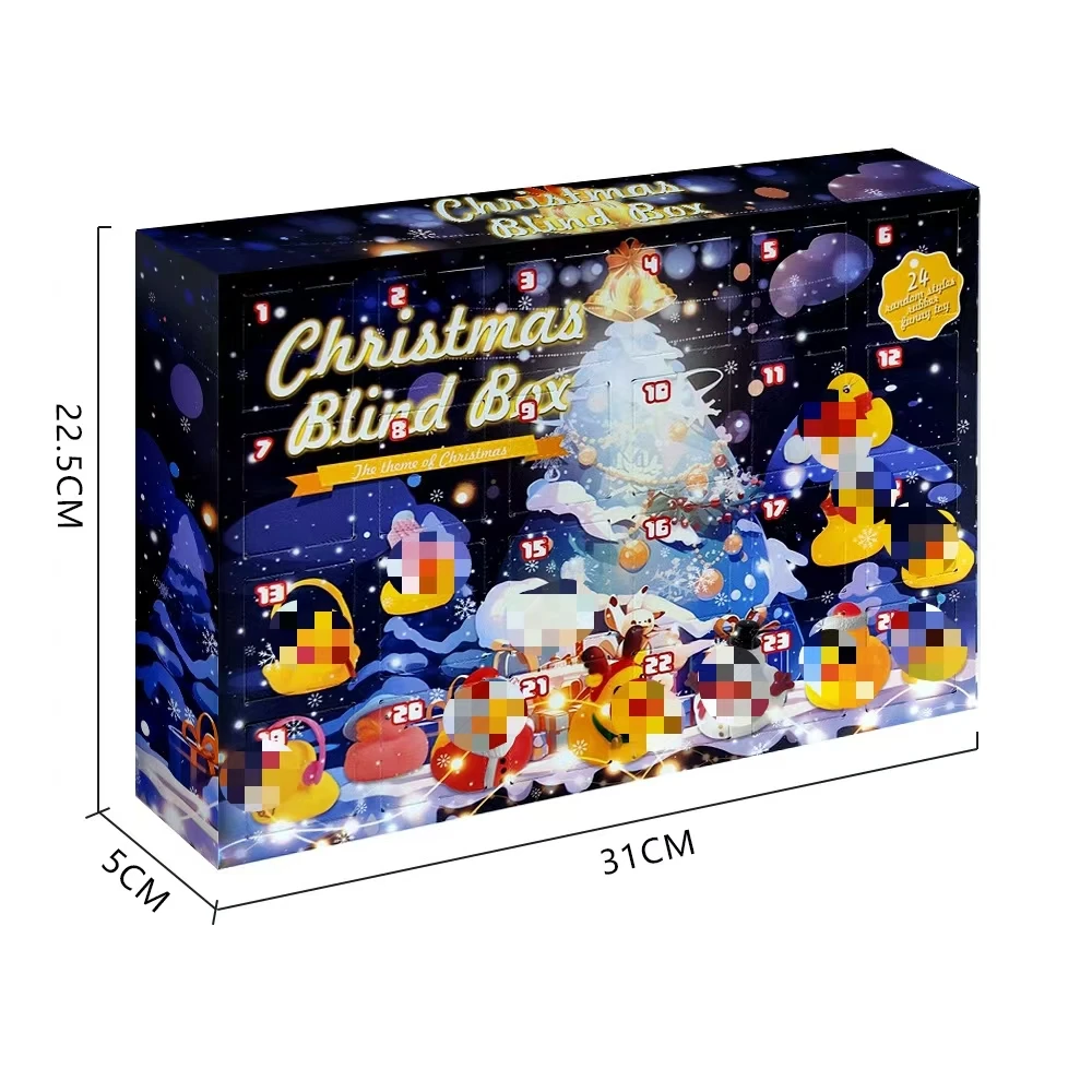 2024 Christmas Countdown Magic Blind Box 24 Fidget Toys Set Advent Calendar Gift Red Christmas Rubber Duck Bath Toy