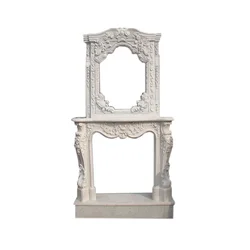 Villa Decoration White marble carving overmantel fireplace