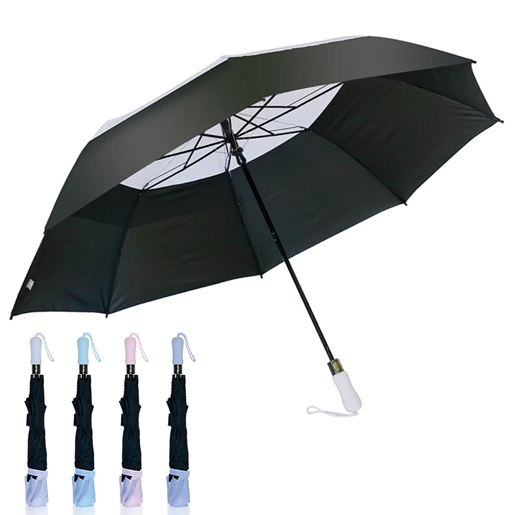 YS-2011 Manufacturer Supply 2 Folding Umbrella Double Layer Portable Windproof Custom Big Size Auto Open Golf 2 Folding Umbrella