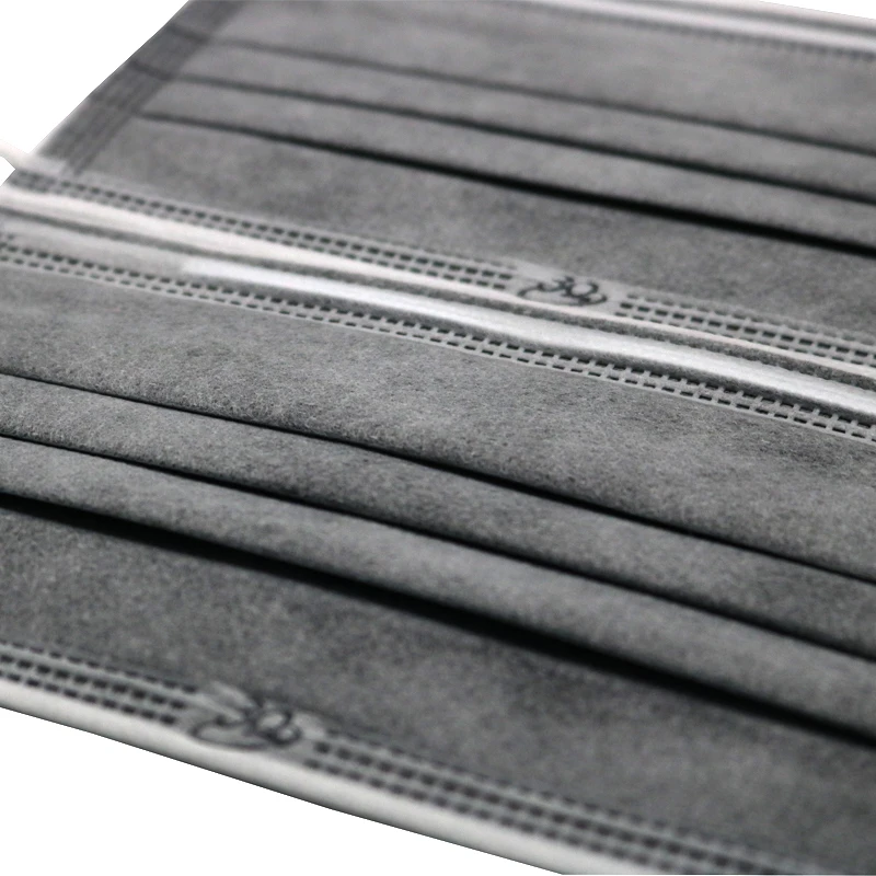 Active Carbon Filter 4 Ply Anti Dust Earloop Grey Custom Facemask Logo Printed Wholesale Protective Disposable Face Mask