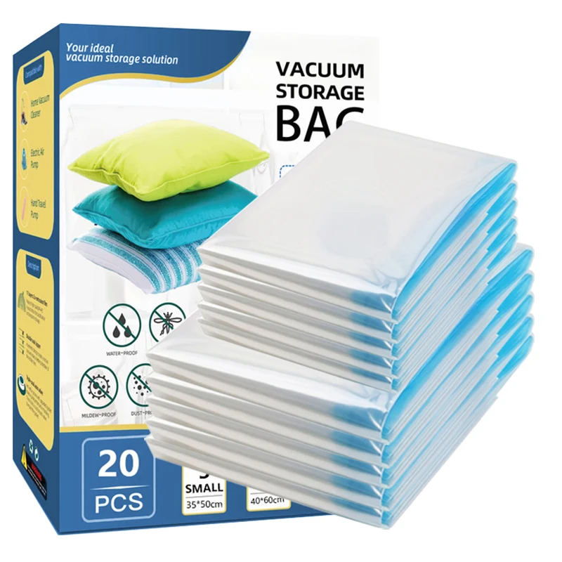 Pump Free Space Saver Cube Vacuum Compression Storage Bags Plastic Clothes Bag For Cloths and Bedding Closet Organizer